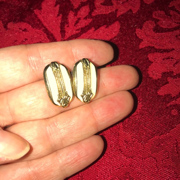 Allison Reed Jewelry - Allison Reed gold & cream enamel earrings